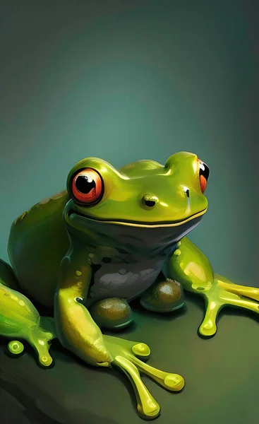 frog in green suit with a ball