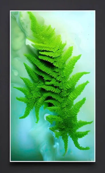green leaves of fern on a white background
