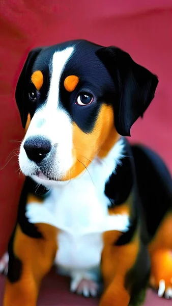 cute dog with a red eyes