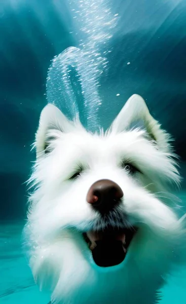 cute dog in the sea