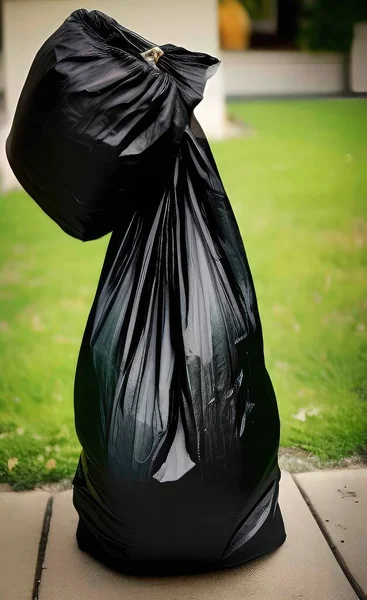 plastic bag with garbage bags on the ground