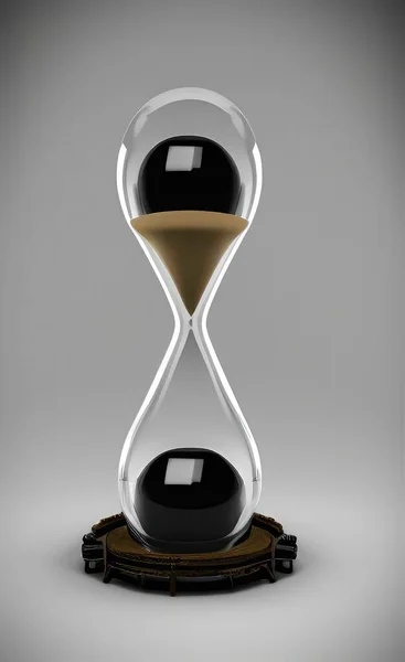 hourglass with sand and clock on white background