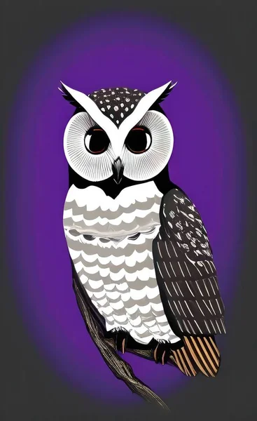 owl bird, illustration, on white background.