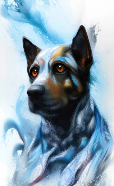 dog drawing on a blue background