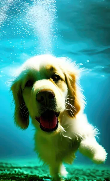 dog in the pool