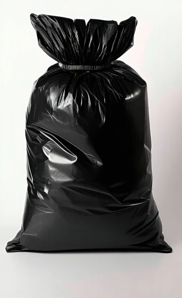 black plastic bag isolated on white background