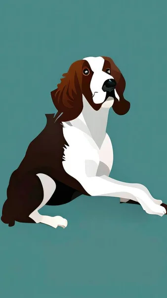 dog cartoon character on blue background