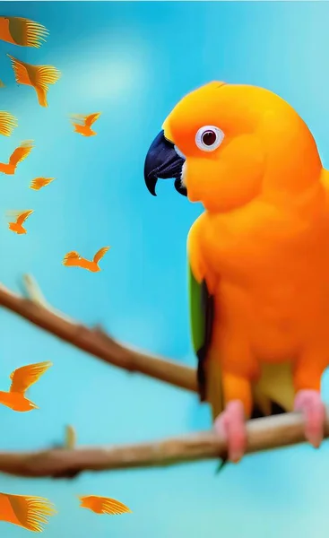 parrot bird, tropical flora, fauna