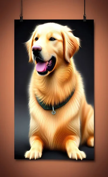 dog with a golden retriever on a red background
