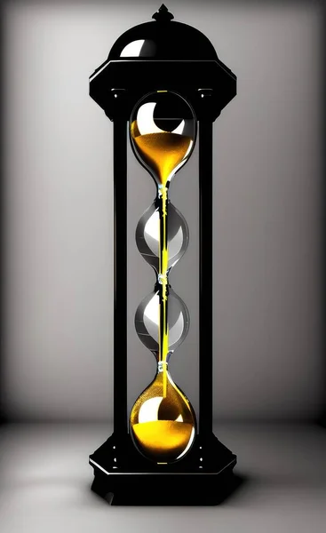 hourglass with clock on a black background