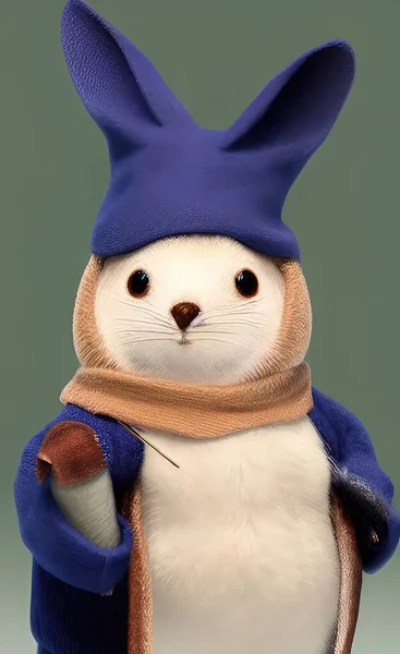 rabbit with a blue bow tie and a hat