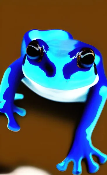 a closeup shot of a blue and yellow frog