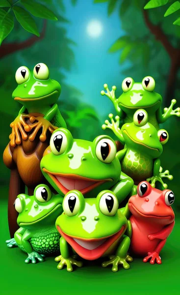 fun cartoon frog, illustration
