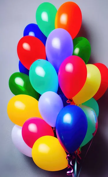 colorful balloons in the form of a pile of multicolored ribbons