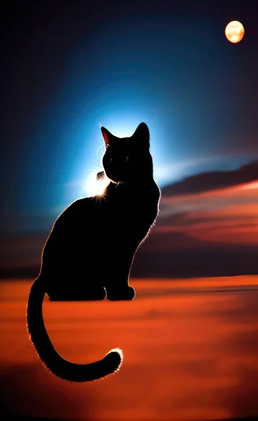 silhouette of a cat on a black background