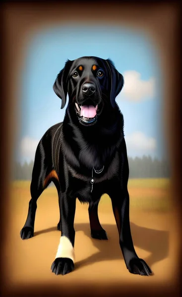 black dog on a dark background