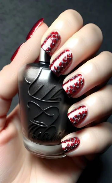 beautiful manicure with a red nail polish