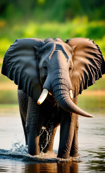 african elephant in the water