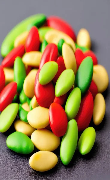 colorful candy in a bowl on a white background