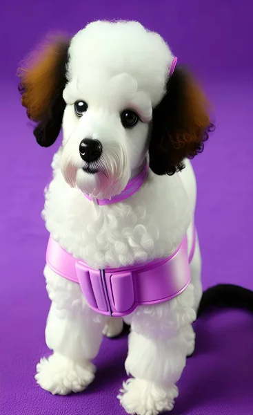 cute dog with pink bow tie and purple bowtie