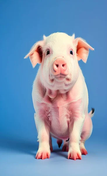 cute pig on pink background