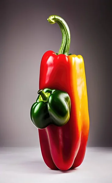 red and green bell pepper on a black background