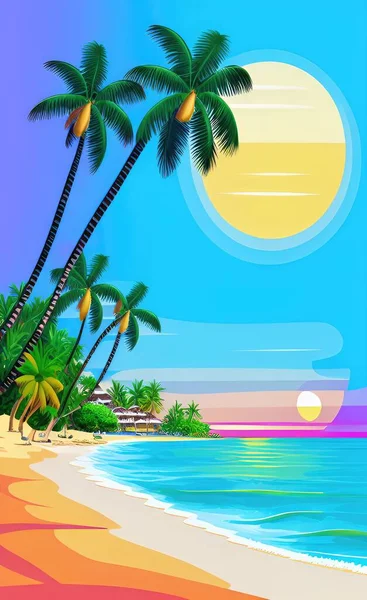 summer vacation, tropical beach, palm trees, palms, sea, ocean, sun, sand, blue