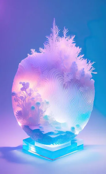 3d rendering of abstract digital screen with snow and blue background