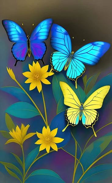 butterfly and butterflies on a blue background