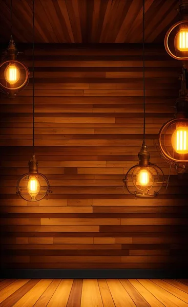 light glowing wall and wood lamp background