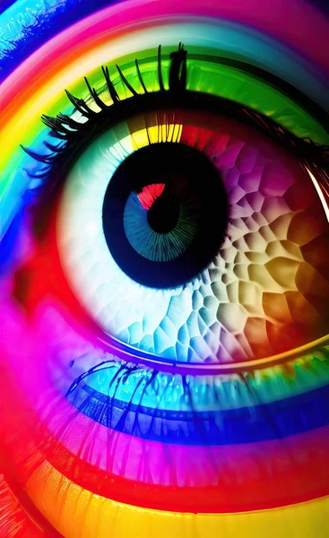 colorful rainbow eye with neon light effect