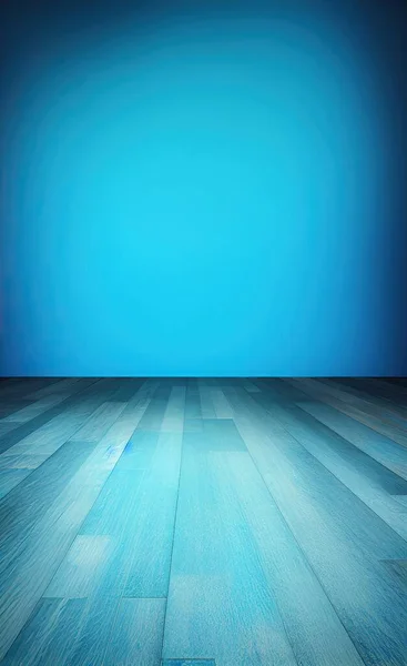 empty room with blue light and wood floor