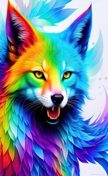 colorful abstract background with rainbow cat