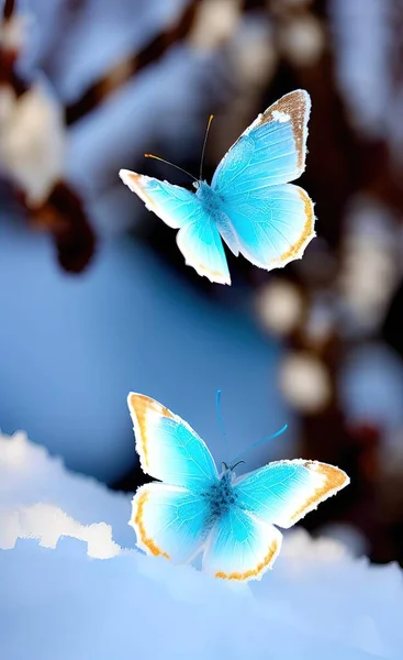 beautiful butterfly on a background of blue sky