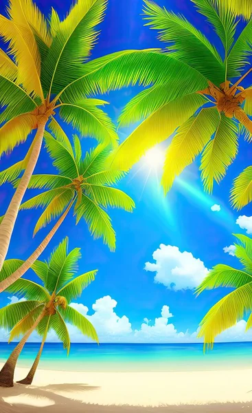 tropical beach. palm trees. vector illustration.