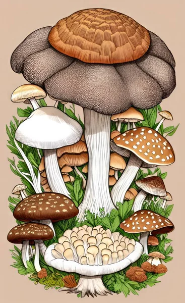 vector illustration of mushrooms and mushroom