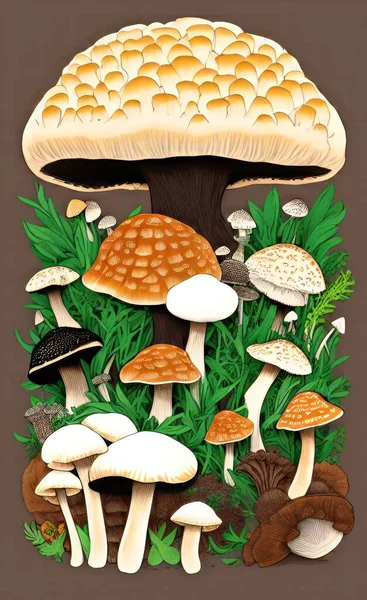 mushrooms and mushroom. vector illustration.