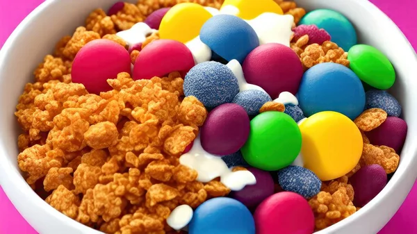 colorful candies in a bowl on a white background
