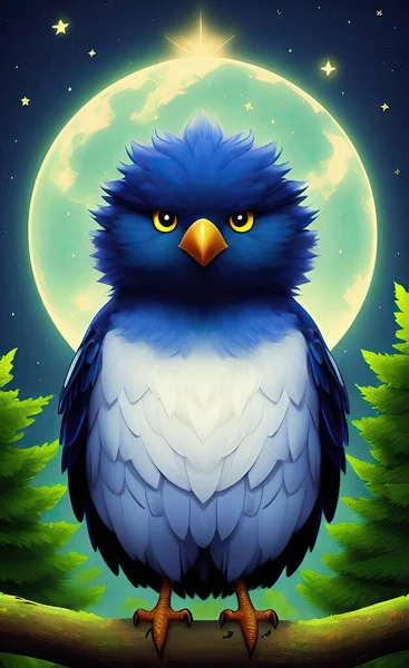illustration of owl in the night sky