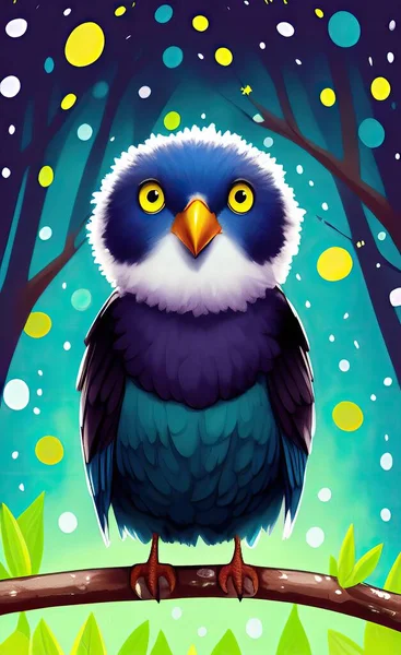 illustration of a cute owl on a branch