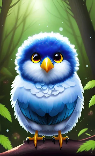 owl with green eyes and blue sky