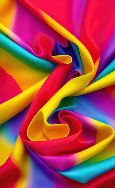 rainbow fabric with colorful ribbons
