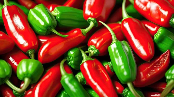 red and green peppers on a white background