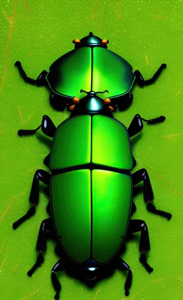 green beetle, isolated on white background