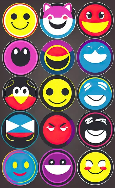 set of emoticons with different emotions, vector illustration