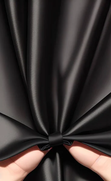 black silk fabric with folds