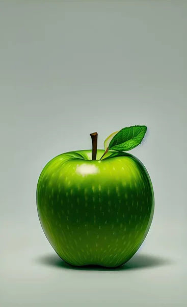 green apple with a white background