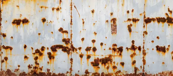 Una Fotografía Una Pared Metálica Oxidada Con Algunas Manchas Oxidadas — Foto de Stock