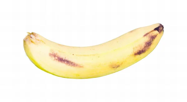 一张带有褐色斑点的香蕉的照片 有一只香蕉已经被咬过 而且还在成熟 — 图库照片