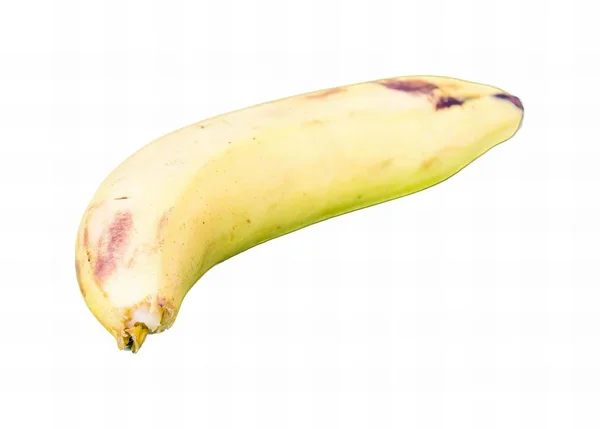一张有褐色斑点的香蕉的照片 有一只香蕉是黄色的 有褐色斑点 — 图库照片